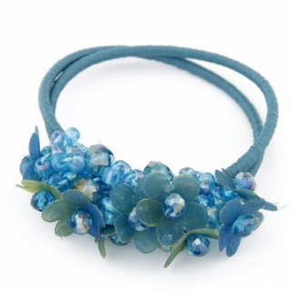 Vlasová gumička - kvetinky modré 17574
